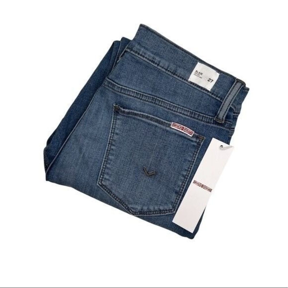 Hudson Blair High Rise Straight Crop Jeans Medium Wash Blue Cuffed Size 27 NEW